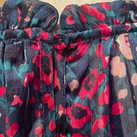 Madison d’Amelie Green Floral Top Sleeveless Pleated Blouse, Rich Colors. Sz M - Picture 15 of 16
